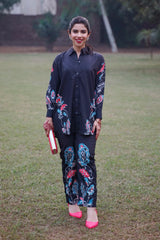 Rosecoe - Beautiful Short Shirt with Floral Prints and Matching Trousers
