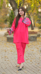 Senore - Contemporary Short Shirt with Stripped Design and Trousers