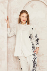 Sepia - Contemporary Short Shirt with Floral Prints and Matching Trousers