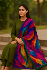 Printed Sapphire - Premium Silk Dupatta with Elegant Finish