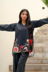 Dhalia - Contemporary Short Shirt with floral Prints and Matching Trousers