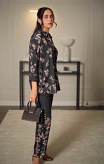 Noir - Contemporary Short Shirt with Trendy Prints and Matching Trousers
