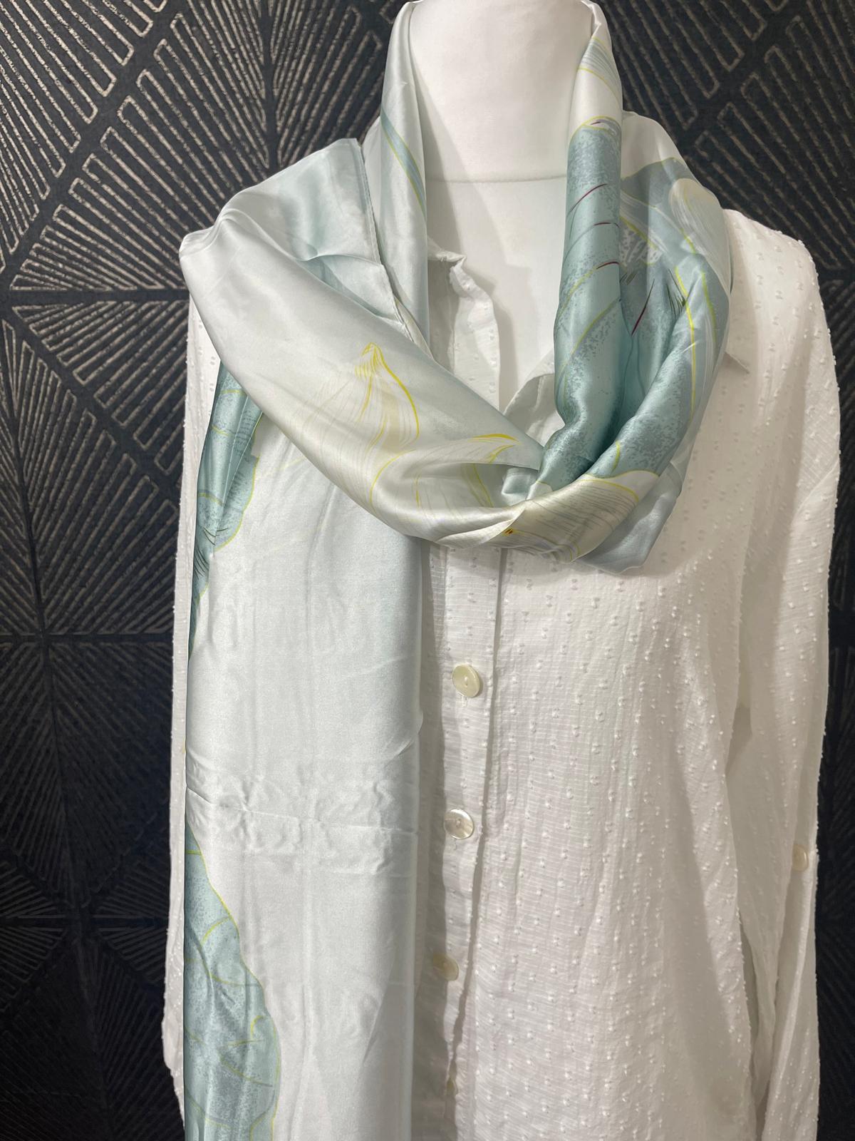 Peal Lotus Printed Matt Silk Dupatta