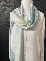 Peal Lotus Printed Matt Silk Dupatta