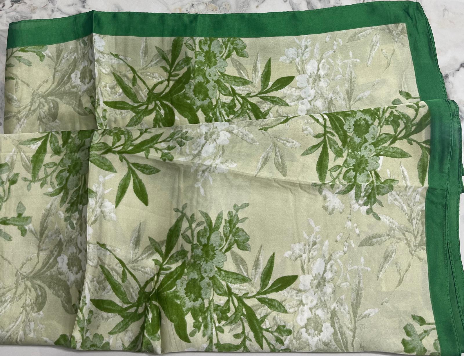 Green Roses Printed Silk Dupatta - Trendy Matt Silk