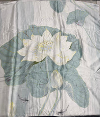 Peal Lotus Printed Matt Silk Dupatta