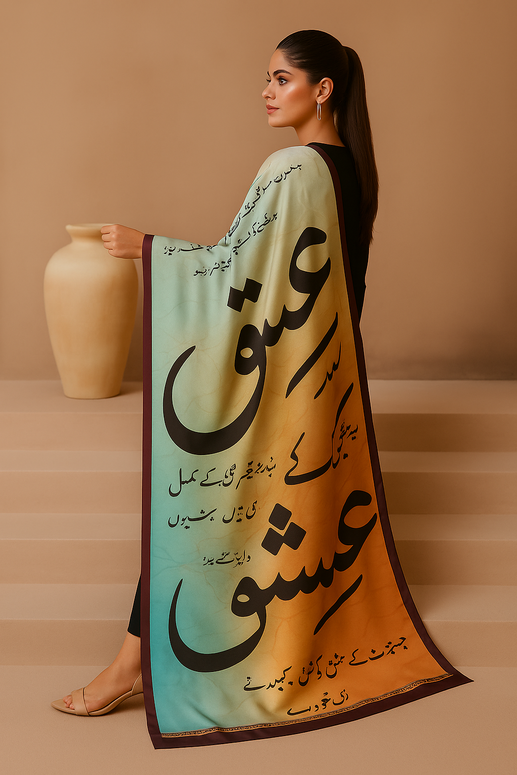 Calligraphy Printed Silk Scarfs