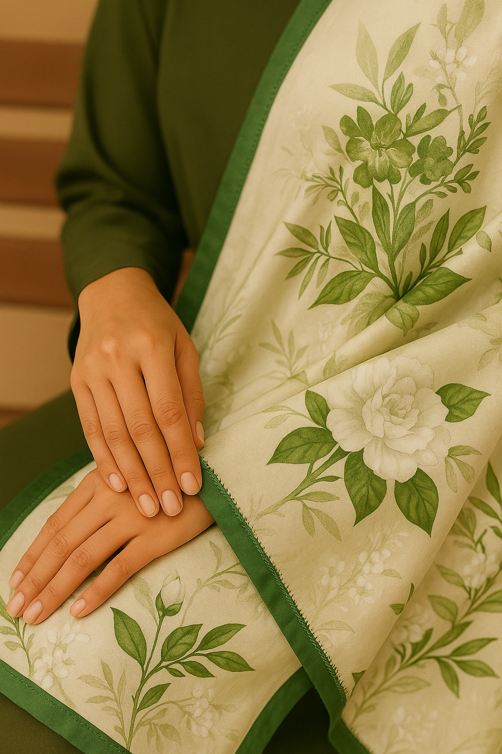 Green Roses Printed Silk Dupatta - Trendy Matt Silk