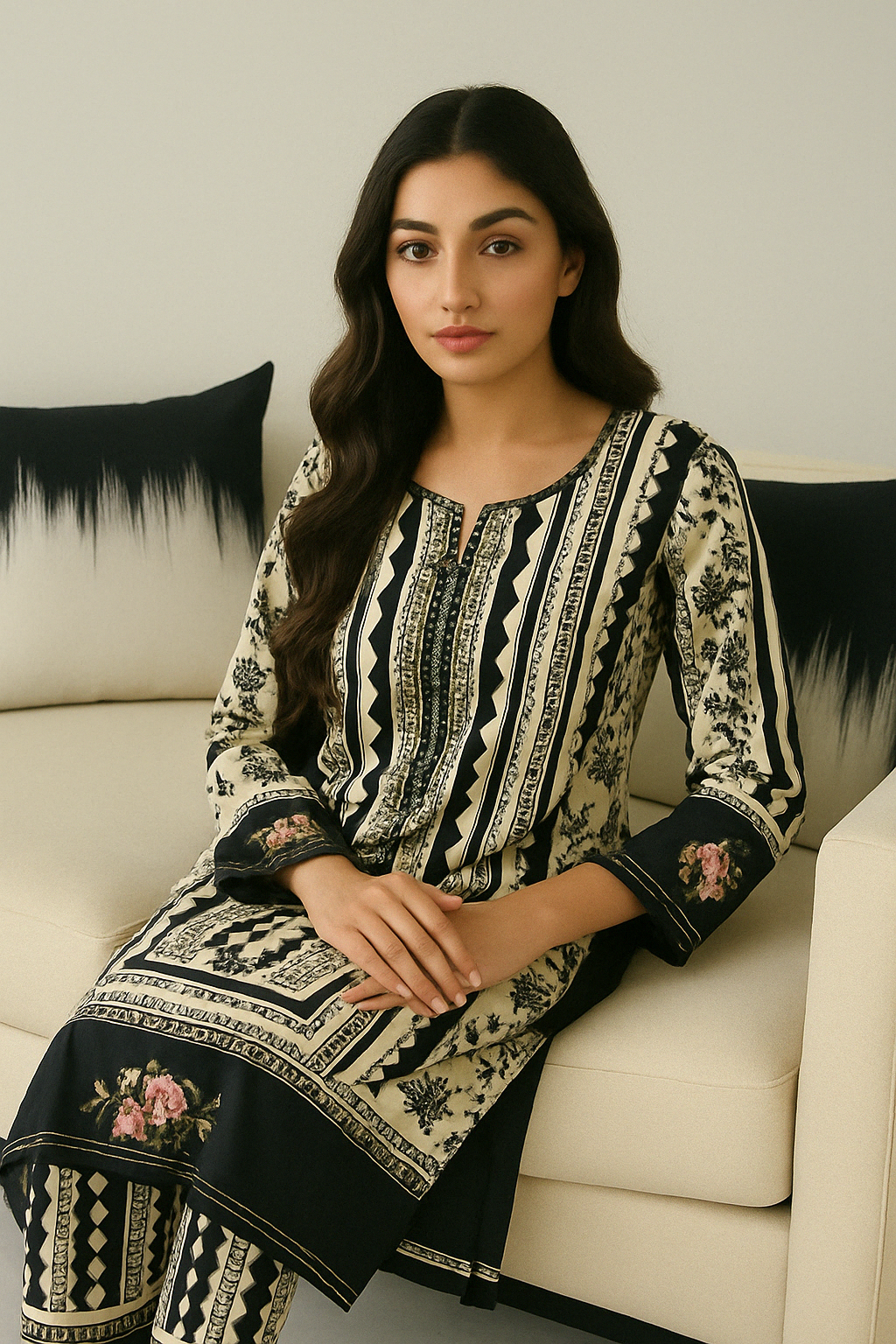Trending Woven Print 3pc China Silk